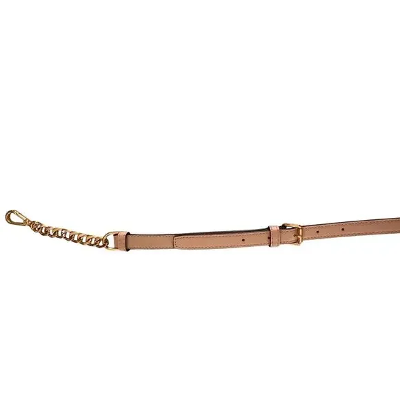 Michael Kors Pink Beige Leather Crossbody Strap Gold Hardware Adjustable - Picture 7 of 10